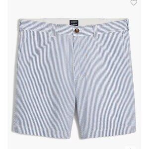 J.Crew Mens 7" Seersucker Flex Striped Chino Shorts Size 38 Blue & White NWOT